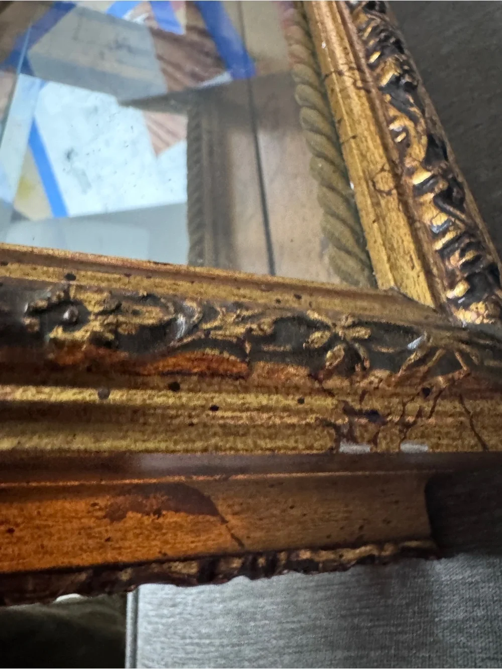 Vintage Creazioni Artistiche Italian Gold Triple Glass Shadow Box Curio Cabinet